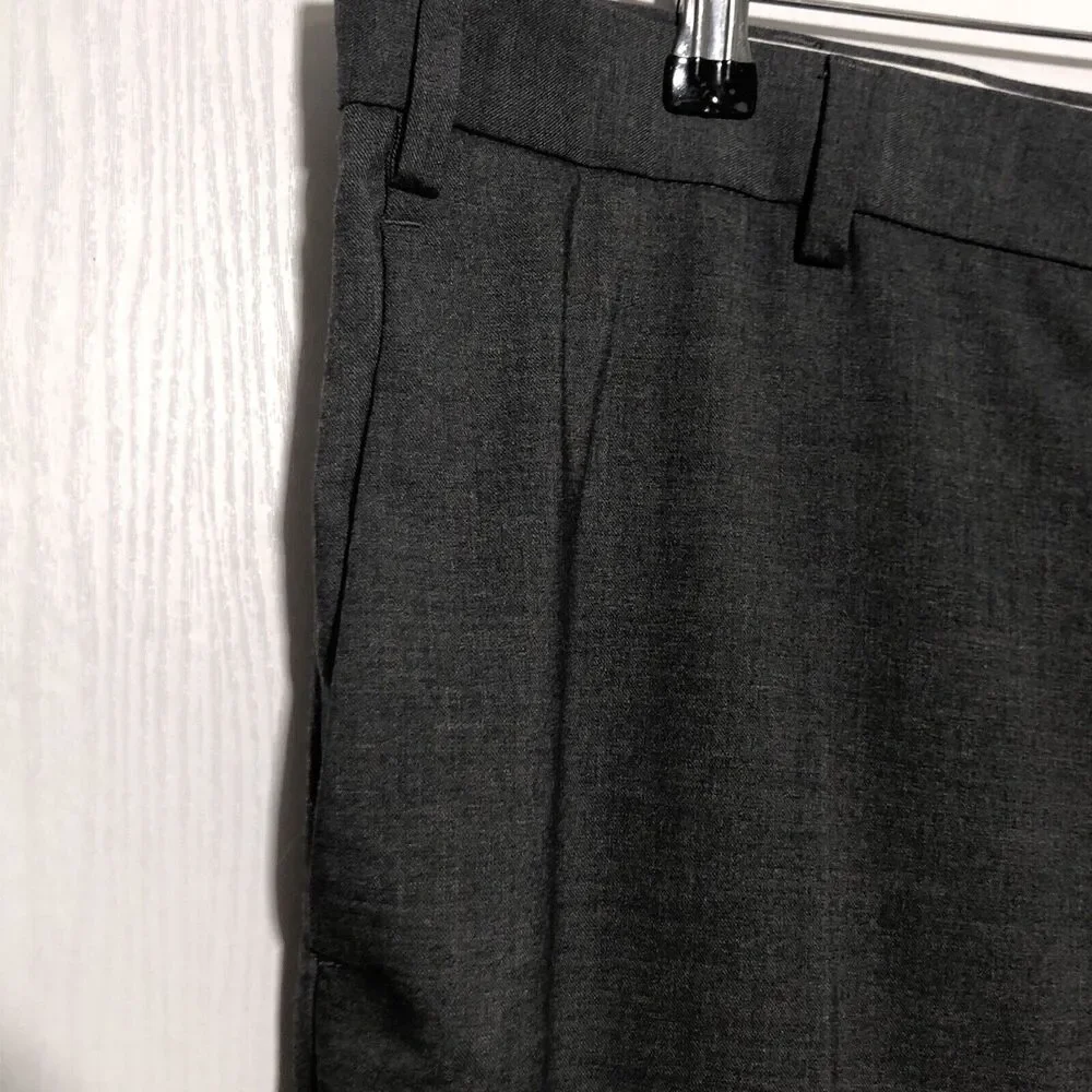 H&M Dress Pants Mens 44 R Gray Slim Fit Stretch Pockets Flat Front New
